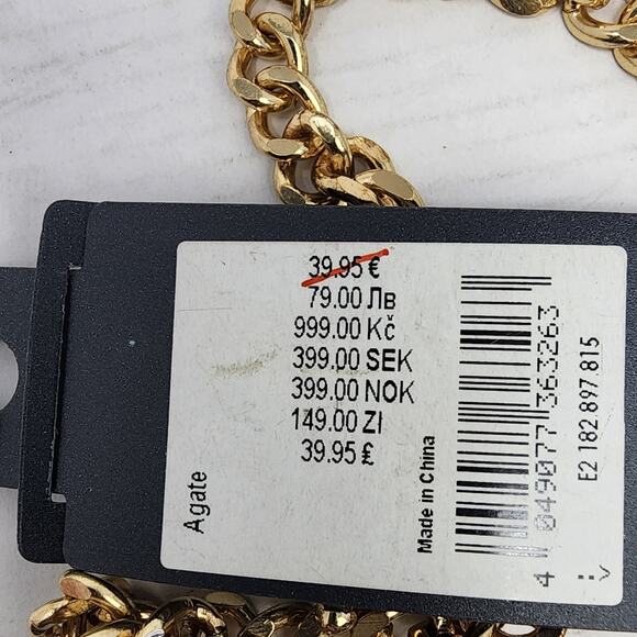 New Purple Agate Pounded Metal Statement Necklace 16 inch New - Picture 3 of 7